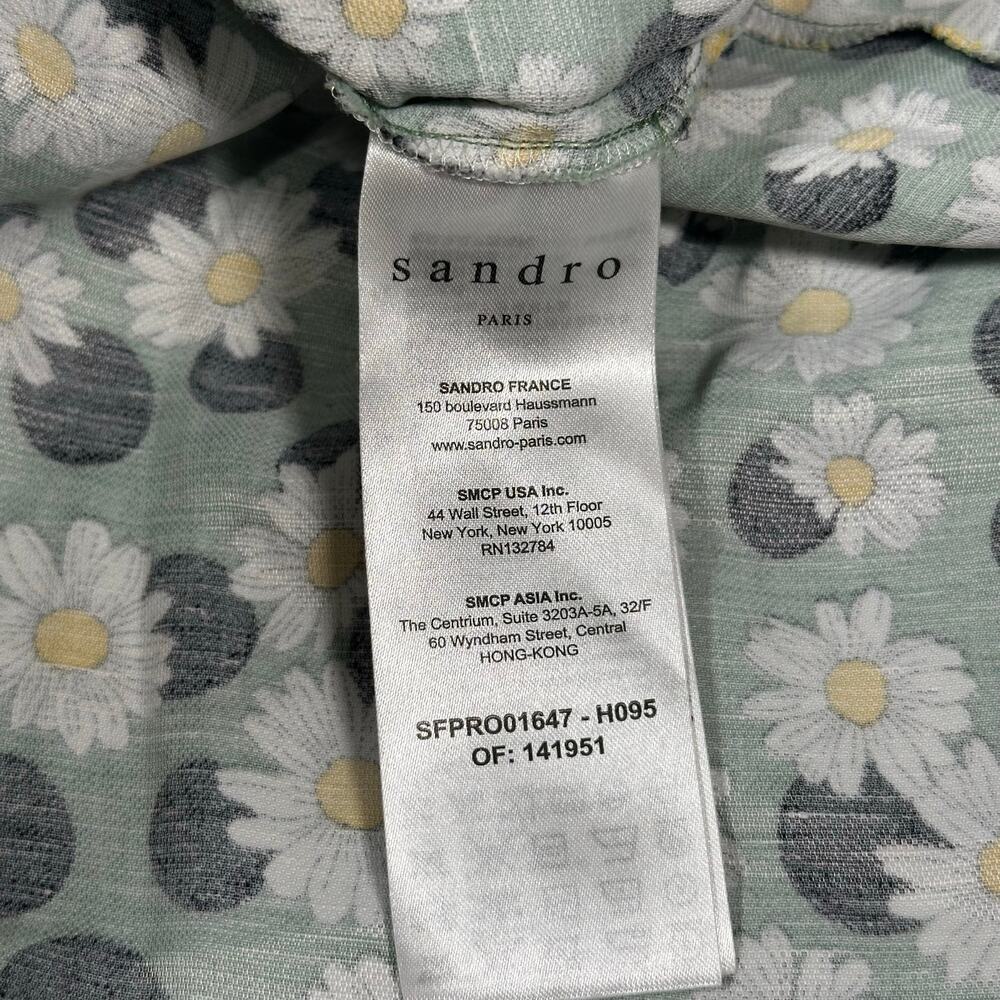 Sandro Women's Angele Ruched Floral Printed Linen-Blend Mini Dress Size 40 US 8 - Picture 10 of 10